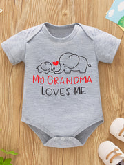 Elephant Print Onesies Short Sleeve Romper for Baby Boys & Girls