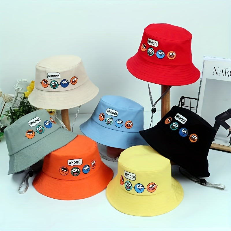 Kids Cartoon Print Bucket Hat Fisherman Hat Wide Brim for Sunscreen