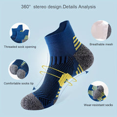 Men's Thick Padded Sport Socks - Running Basketball Ankle Socks