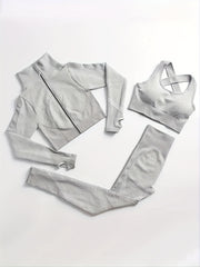 Ultimate Yoga Fitness Set: Seamless Top, Leggings, Sports Bra
