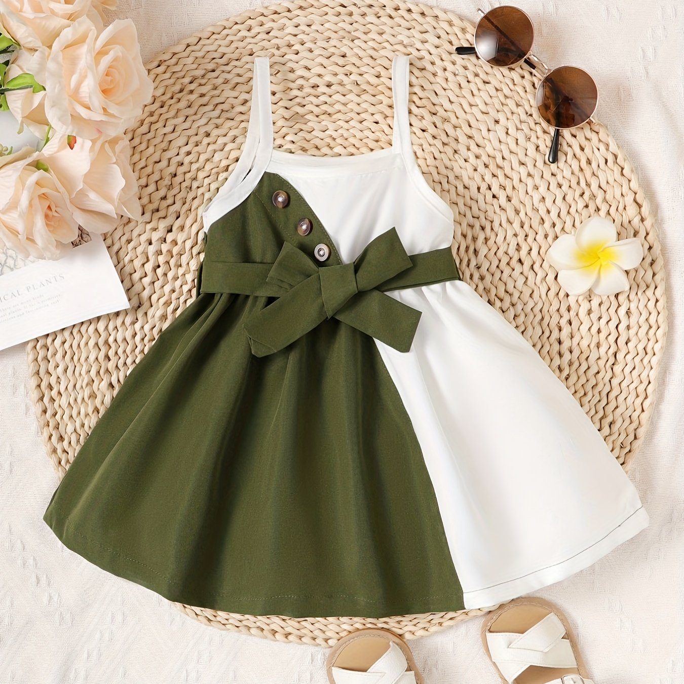 Baby Boys Casual Block Button Front Belted Cami Dress