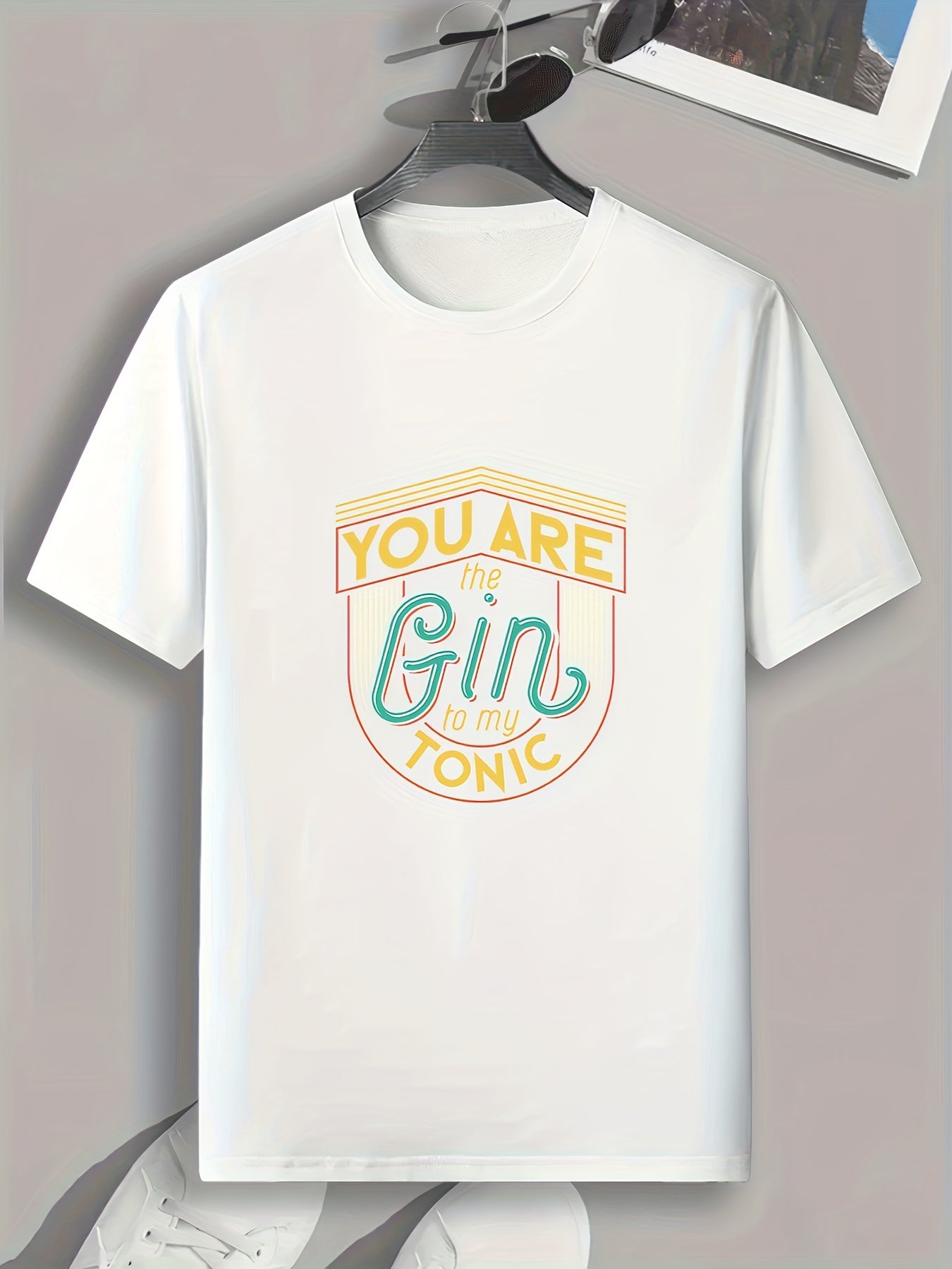 Gin Lover Slogan Pattern Print Men's Sports T-shirt