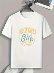 Gin Lover Slogan Pattern Print Men's Sports T-shirt