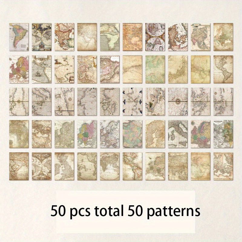 50pcs Craft Paper with Patterns for DIY Cards Scrapbook