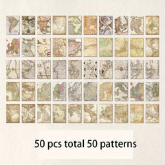 50pcs Craft Paper with Patterns for DIY Cards Scrapbook