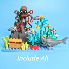 Vivid Underwater Building Blocks Set - Coral Reefs & Treasure