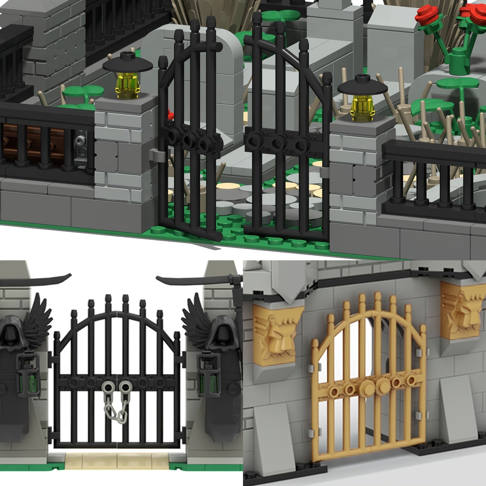 MARUMINE City Gate Building Blocks 1x4x9 Retro Iron Door Fence Golden Brown
