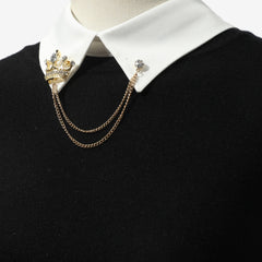 Rhinestone Crown Chain Detachable Shirt False Collar