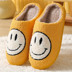 Women's Smile Face Pattern Slippers Plush Lined Shoes