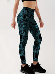 Skull Graphic Yoga Running Leggings Women's Activewear
