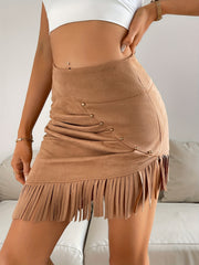 Tassel Beaded Bodycon Skirt for Women