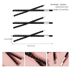 Rhinestone Faux Pearl Hair Clips for Women Girls, 3pcs