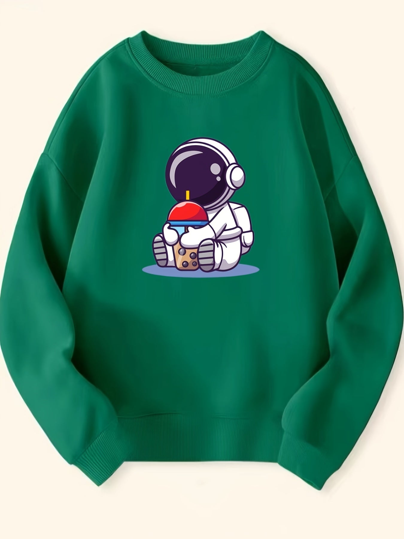 Girls Astronaut Bubble Tea Sweatshirt Long Sleeve Top