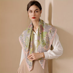Classic Floral Print Shawl Silk Square Scarf French Style Headwrap