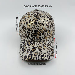 Leopard Hot Stamp Baseball Cap Y2K Sports Hat Women Vintage Dad Hats