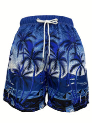 Coconut Tree Beach Pattern Swim Trunks Quick Dry Beach Shorts Men's Swimwear