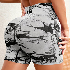 Tie Dye Seamless Yoga Shorts High Stretch Running Fitness Sports Shorts Women
