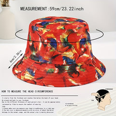 Red Tie Dye Bucket Hat Lightweight Fisherman Cap Women Summer Beach Hat