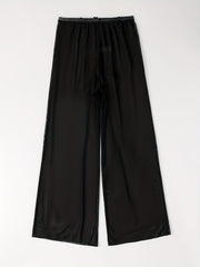 Mesh Cover Up Pants Tie Shoulders Elastic Waist Solid Maxi Beach Coverup