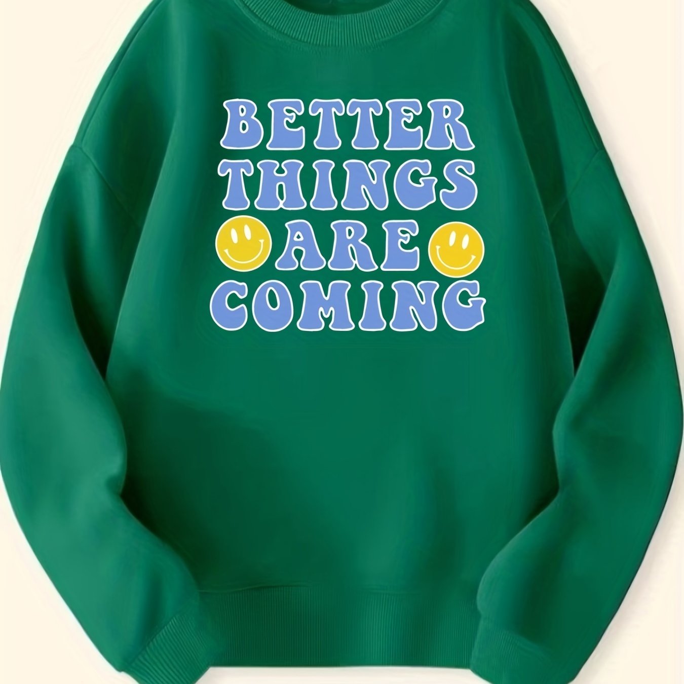 Smile Pattern Round Neck Sweatshirt For Girls