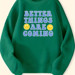 Smile Pattern Round Neck Sweatshirt For Girls