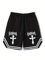 Men's Cross Graphic Drawstring Stretchy Shorts