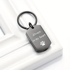 Always In My Heart Cremation Key Chain-Dog Paw Print Ash Urn