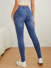 High Rise Skinny Jeans - Button Fly High Stretch