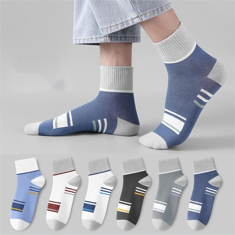 5 Pairs Men's Athletic Quarter Socks, Soft Breathable Socks