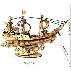2pcs Wooden Marine Sail 3D Puzzle Model DIY Building Toy Concentration Easy Asse
