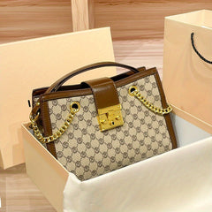 Women's Beige Shoulder Bag w/ Chain Crossbody