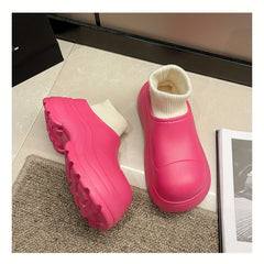 Elastic Slip On Fur Fleece Lined Sport Clogs Waterproof Winter Sandals