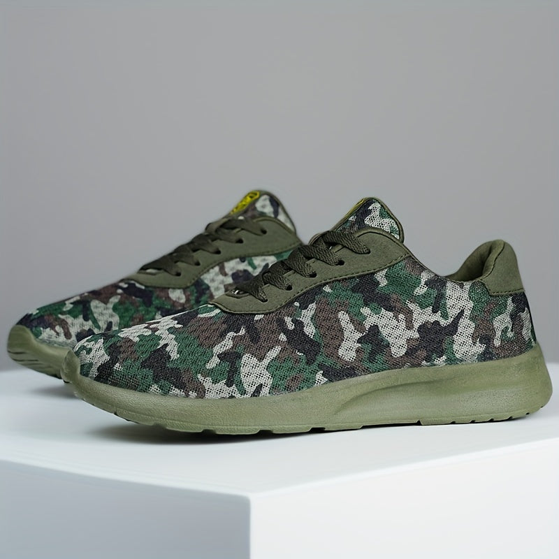 Men's Camo Lace-up Sneakers Breathable Athletic Shoes
