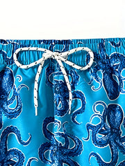 Octopus Pattern Men's Swim Trunks Quick Dry Beach Shorts Swimwear