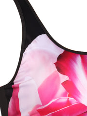 Floral Print Plus Size Racer Back Sports Bra for Women