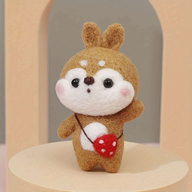 1pc Squirrel Wool Felt Poking Diy Material Bag Needle Felting Gift Sewing