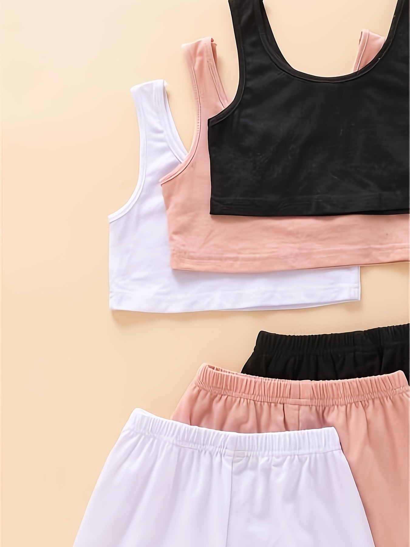 3 Sets Solid Activewear Girls Comfy Sportswear For Outdoor Sports