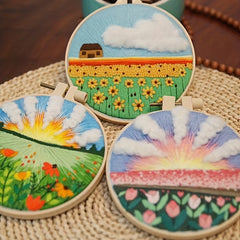 DIY Hanging Painting Wall Decoration Kit with Print, Drawings, Embroidery Cloth