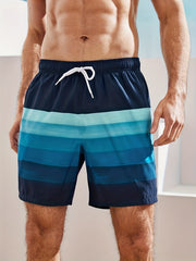 Gradient Stripe Pattern Quick-drying Beach Shorts Men's Summer Shorts