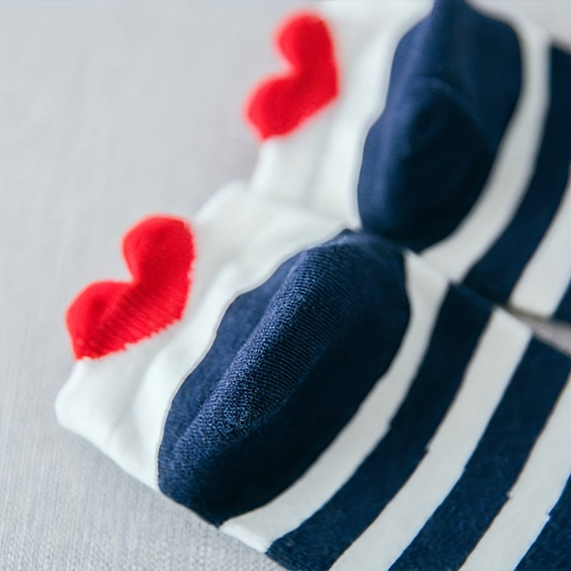 5 Pairs Heart Pattern Socks & Lightweight Low Cut Ankle Socks Women's
