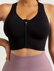 Front Zipper Sports Bra Quick Drying Workout Yoga Bra