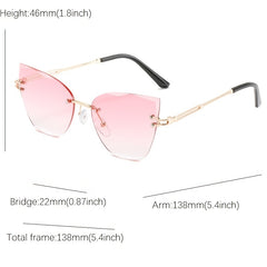 Oversized Cat Eye Sunglasses Metal Frame Stylish Women