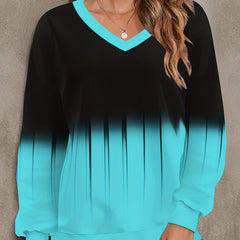 V Neck Pullover Sweatshirt Casual Long Sleeve for Women