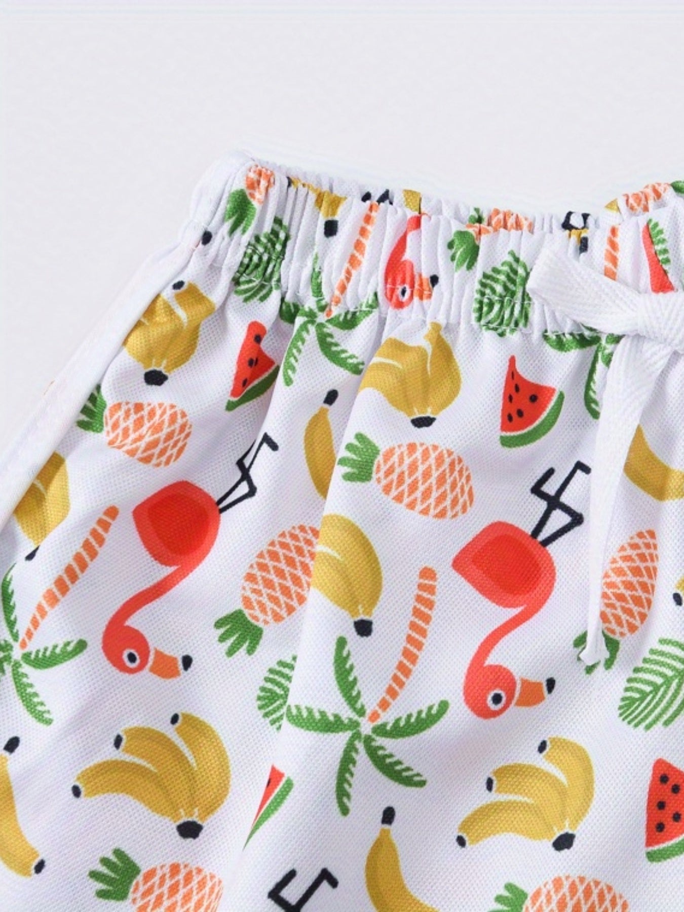 Girls Tropical Print Drawstring Pants for Summer Beach