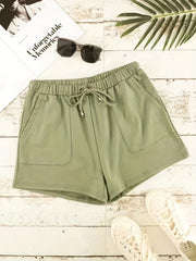 Solid Drawstring Shorts Casual Elastic Waist Summer Shorts