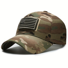 American Flag Patch Camo Baseball Cap Adjustable Sun Hat For Men Women