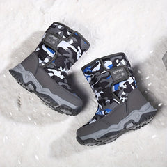 Boy's Camo Snow Boots Warm Fleece Cozy Non-slip Ankle Boots