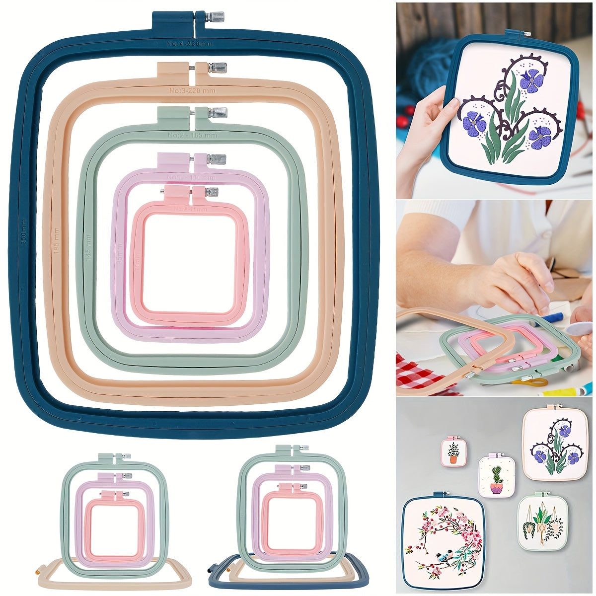 5pcs Square Embroidery Hoops Plastic Reusable Sewing Tool