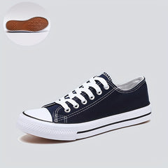 Women's Minimalist Flat Canvas Shoes Solid Lace Up Low Classic Shoes