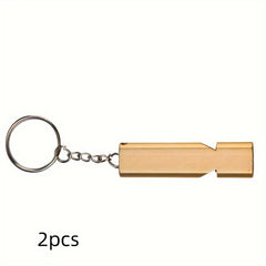 2pcs Survival Whistle Keychains Metal Lifesaving Whistle